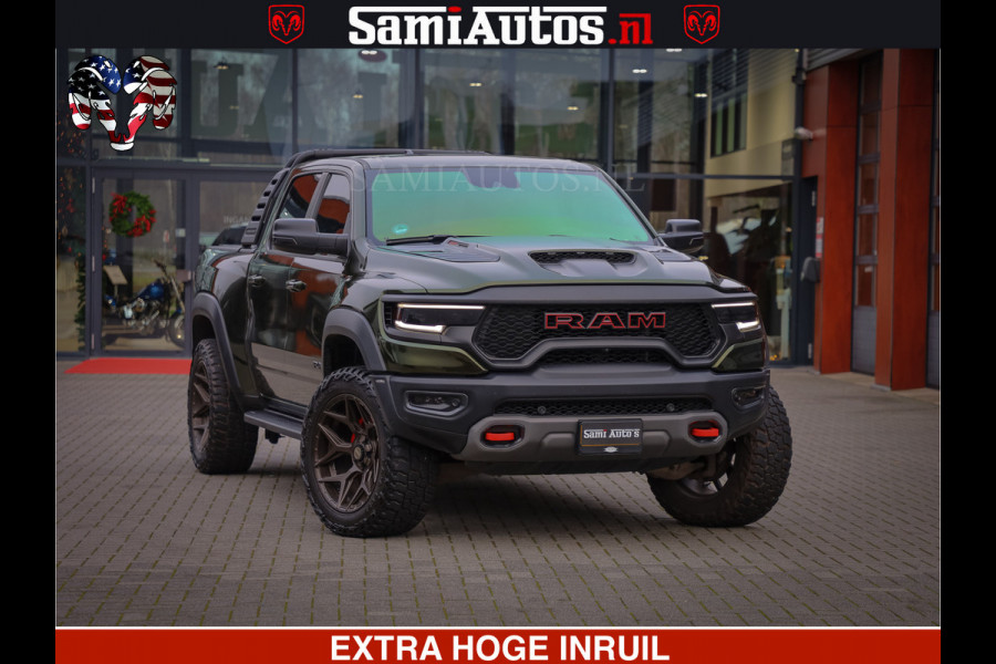 Dodge Ram 1500 TRX OLEA GREEN HELLCAT 6.2 V8 712PK | CARBON PACK | RODE STIKSELS | BOM VOL | 4PLAY WHEELS | DUBBELE CABINE | 5 PERSOONS DC | DE MOOISTE VAN NL |