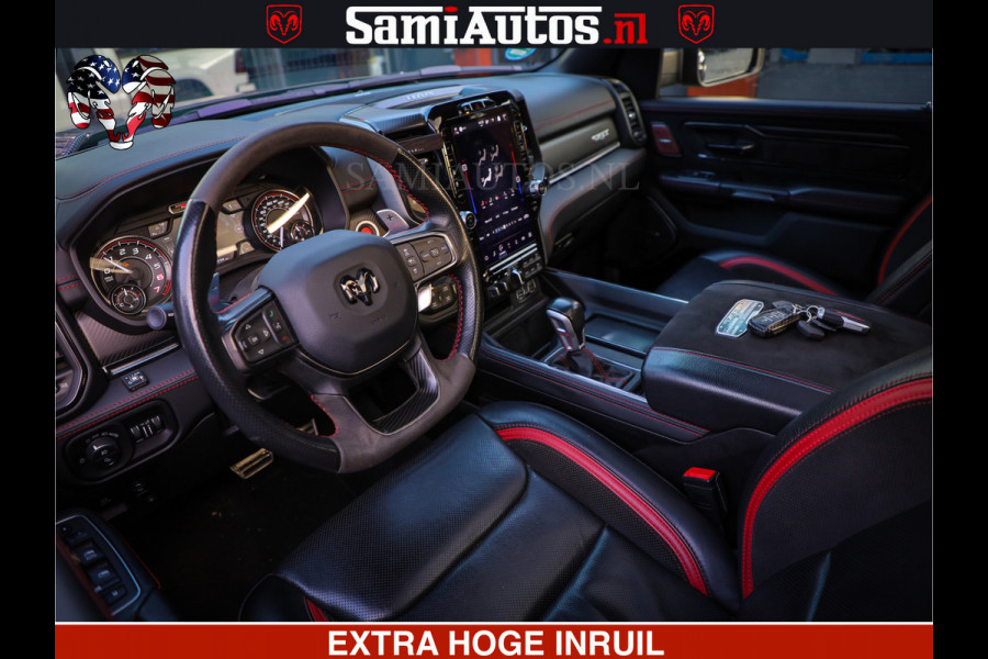 Dodge Ram 1500 TRX OLEA GREEN HELLCAT 6.2 V8 712PK | CARBON PACK | RODE STIKSELS | BOM VOL | 4PLAY WHEELS | DUBBELE CABINE | 5 PERSOONS DC | DE MOOISTE VAN NL |