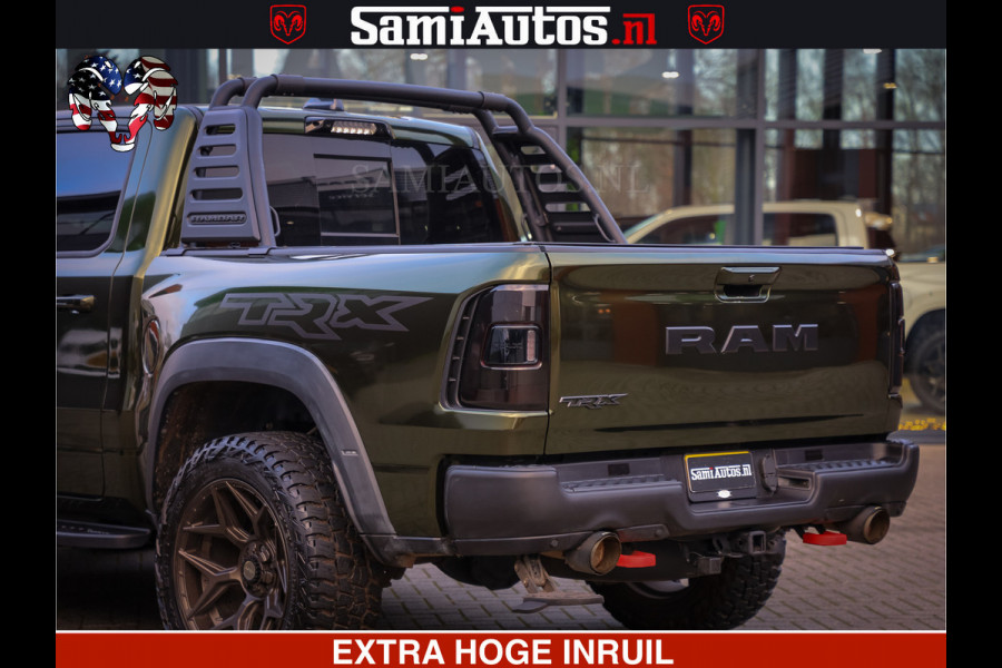 Dodge Ram 1500 TRX OLEA GREEN HELLCAT 6.2 V8 712PK | CARBON PACK | RODE STIKSELS | BOM VOL | 4PLAY WHEELS | DUBBELE CABINE | 5 PERSOONS DC | DE MOOISTE VAN NL |