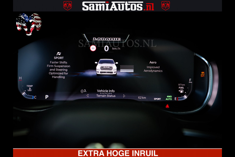 Dodge Ram 1500 Night Premium | Full Option | De Meest Luxe Pick-Up in zijn Klasse | Comfortabele Dubbele Cabine met Royale 5 Zitplaatsen | BPM vrij | Nu Leverbaar uit Voorraad | Voorraad Nr 2285 - 7648