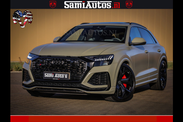 Audi RS Q8 RSQ8 600PK 4.0 TFSI | MATT OLIVE GREEN | QUATTRO | MEGA VOLLE RSQ8 | BANG & OLUFSEN | HUD | 4 WIELBESTURING | 23 INCH AUDI SPORT WHEELS | RS BEKLEDING ZWART | PANO | SOFTCLOSE | De Lamborghini Urus en Audi RS Q8 zijn beide supersnelle SUV's met dezelfde basis (4.0L V8 twin-turbo motor van de VW Group)