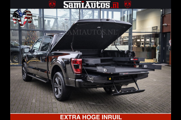 Dodge Ram FORD F150 BLACK OPS | 5.0 V8 406PK | 360 CAMERA | UITLAAT KLEP | BEDSLIDE | CREW CAB | LEDER | CREW CAB | DUBBELE CABINE | 5 PERSOONS | DC | GRIJSKENTEKEN |