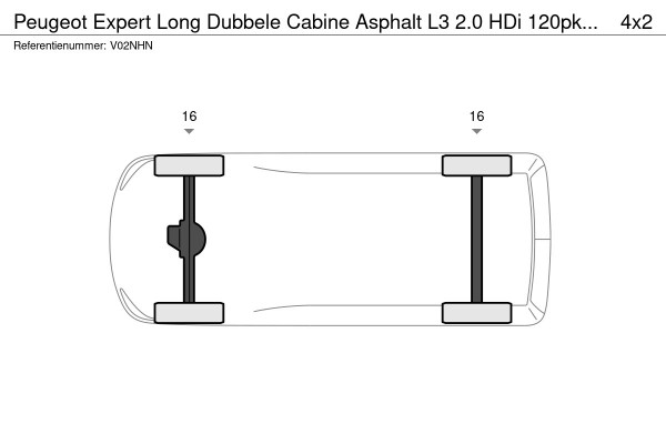 Peugeot Expert Long Dubbele Cabine Asphalt L3 2.0 HDi 120pk Aut-8 Airco Navi Carplay Cruise Control Trekhaak Lang Luxe Dubbele Cabine