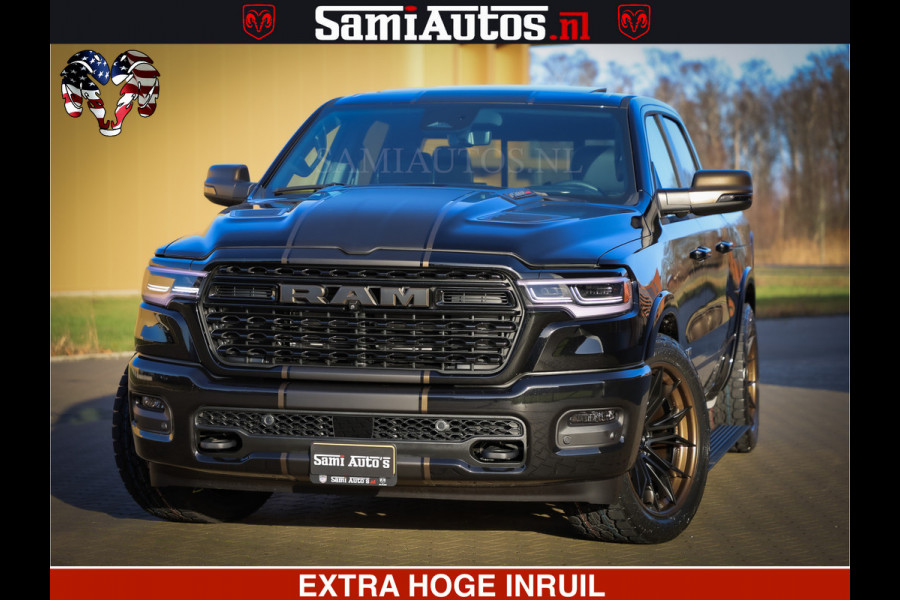 Dodge Ram 1500 Limited Night H.O 540HP 706Nm | Massage + Full Option | De Meest Luxe en Volle Pick-Up in zijn Klasse | Comfortabele Dubbele Cabine met Royale 5 Zitplaatsen | BPM vrij | Nu Leverbaar uit Voorraad | Voorraad Nr 2353 - 5412