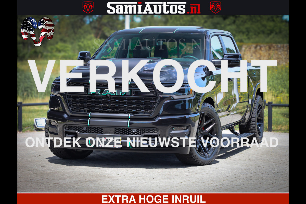 Dodge Ram 1500 Limited Night High Output 540HP 706Nm | Massage + Full Option | De Meest Luxe en Volle Pick-Up in zijn Klasse | Comfortabele Dubbele Cabine met Royale 5 Zitplaatsen | BPM vrij | Nu Leverbaar uit Voorraad | Voorraad Nr 2350 - 5181