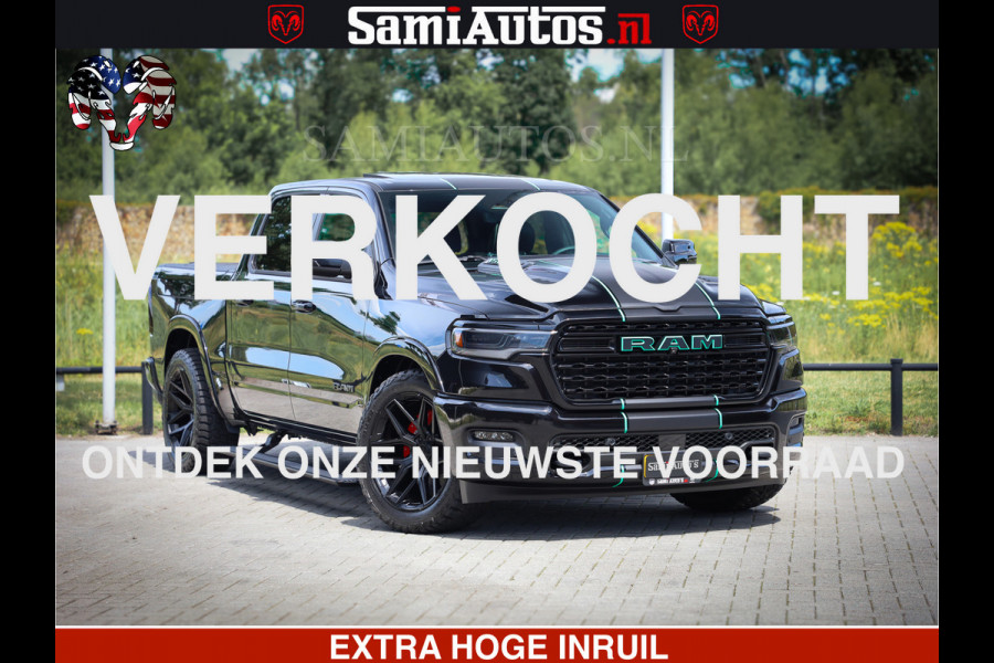 Dodge Ram 1500 Limited Night High Output 540HP 706Nm | Massage + Full Option | De Meest Luxe en Volle Pick-Up in zijn Klasse | Comfortabele Dubbele Cabine met Royale 5 Zitplaatsen | BPM vrij | Nu Leverbaar uit Voorraad | Voorraad Nr 2350 - 5181