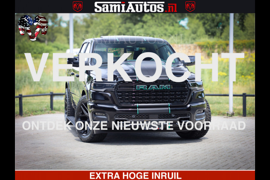 Dodge Ram 1500 Limited Night High Output 540HP 706Nm | Massage + Full Option | De Meest Luxe en Volle Pick-Up in zijn Klasse | Comfortabele Dubbele Cabine met Royale 5 Zitplaatsen | BPM vrij | Nu Leverbaar uit Voorraad | Voorraad Nr 2350 - 5181