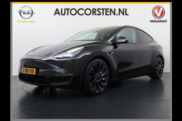 Tesla Model Y Performance 535pk AWD 75kWhWarmtepomp Panoramadak Navi Ecc Leder Lmv 21" SOH 95% Keyless Led Elek.Achterklep Memory Stoel+Stuurverwarming AMD-Ryzen­™-Processor 1e Eigenaar Origineel Nederlandse Auto fabrieksgarantie tot 14-12-2027 Batterij en Motorgarantie tot 14-12-2031/192.000km