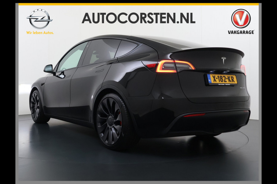 Tesla Model Y Performance 535pk AWD 75kWhWarmtepomp Panoramadak Navi Ecc Leder Lmv 21" SOH 95% Keyless Led Elek.Achterklep Memory Stoel+Stuurverwarming AMD-Ryzen­™-Processor 1e Eigenaar Origineel Nederlandse Auto fabrieksgarantie tot 14-12-2027 Batterij en Motorgarantie tot 14-12-2031/192.000km