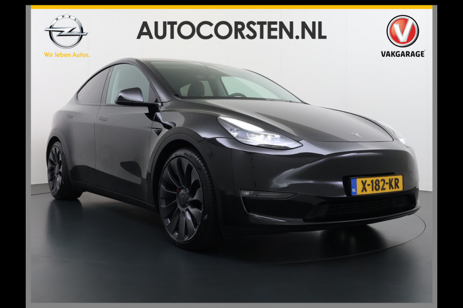 Tesla Model Y Performance 535pk AWD 75kWhWarmtepomp Panoramadak Navi Ecc Leder Lmv 21" SOH 95% Keyless Led Elek.Achterklep Memory Stoel+Stuurverwarming AMD-Ryzen­™-Processor 1e Eigenaar Origineel Nederlandse Auto fabrieksgarantie tot 14-12-2027 Batterij en Motorgarantie tot 14-12-2031/192.000km