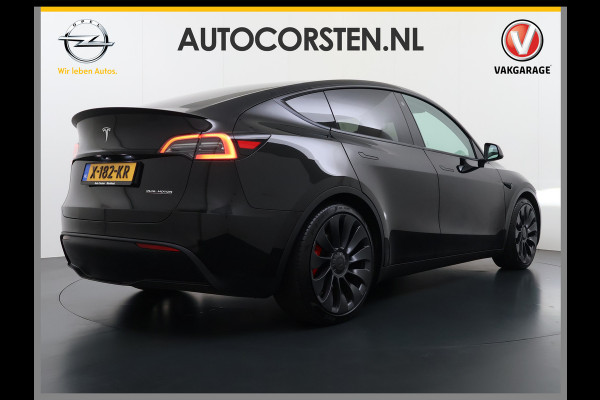 Tesla Model Y Performance 535pk AWD 75kWhWarmtepomp Panoramadak Navi Ecc Leder Lmv 21" SOH 95% Keyless Led Elek.Achterklep Memory Stoel+Stuurverwarming AMD-Ryzen­™-Processor 1e Eigenaar Origineel Nederlandse Auto fabrieksgarantie tot 14-12-2027 Batterij en Motorgarantie tot 14-12-2031/192.000km