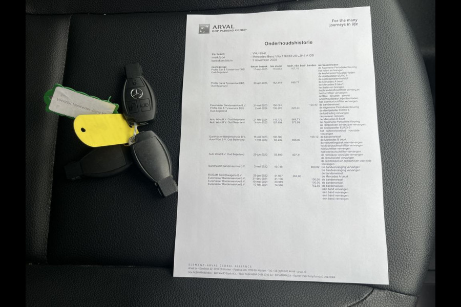 Mercedes-Benz Vito 116 CDI 164pk E6 Extra Lang Lease €381 p/m, Leder, Led, Airco, Navi+Camera, PDC V+A, 19 inch LMV, Onderhoudshistorie aanwezig