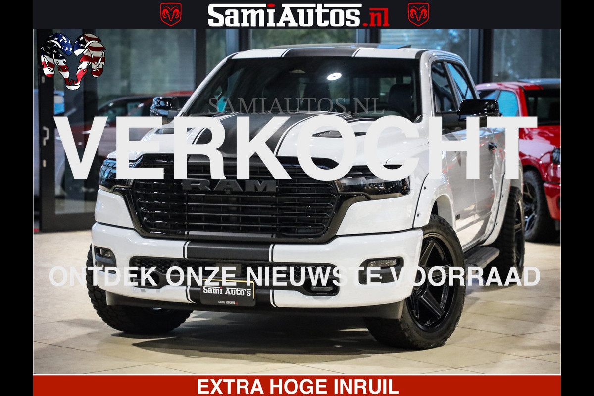 Dodge Ram 1500 GEEN MEERPRIJS | ALL IN | HELLCAT WHEELS | WIDE BODY | Laramie Night | 420Pk 636 Nn | Extra Groot Scherm + Passagiers Scher Comfortabele Dubbele Cabine met Royale 5 Zitplaatsen | Nu Leverbaar uit Voorraad | Voorraad Nr 2223 - 5047