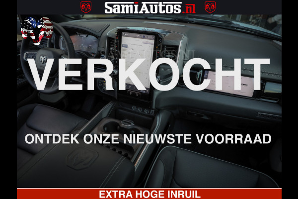 Dodge Ram 1500 GEEN MEERPRIJS | ALL IN | HELLCAT WHEELS | WIDE BODY | Laramie Night | 420Pk 636 Nn | Extra Groot Scherm + Passagiers Scher Comfortabele Dubbele Cabine met Royale 5 Zitplaatsen | Nu Leverbaar uit Voorraad | Voorraad Nr 2223 - 5047