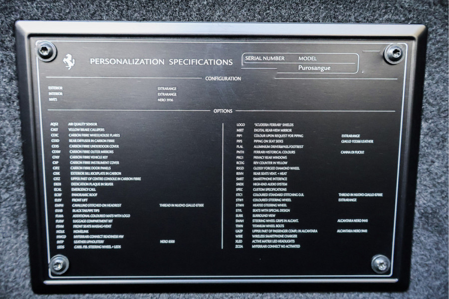 Ferrari Purosangue 6.5 V12 | NEW | INCL. VAT/BPM | NO REGISTRATION | 135K OPTIONS | CARBON WHEELHOUSE, R+F DIFFUSERS, UNDERDOOR, MIRRORS, DOORPANEL MASSAGE REAR SEATS | FULL LEATHER PACK | DIGITAL REAR VIEW CAMERA | PRIVACY GLASS | REAR SEATS COOLED/HEATED | BURMESTER HIGH END AUDIO | ACTIVE MATRIX LED HEADLIGHTS | VAT REF. |