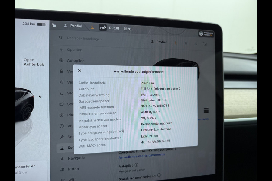 Tesla Model Y LFP-Accu SOH 97% Leder Lmv 20" Warmtepomp Camera's Panormadak Adap.Cruise Navi RWD Ecc Autopilot Stoel+Stuur+Achterbank Verwarming Elek.Achterklep Dodehoek detector Draadloze telefoonlader Origineel Nederlandse Auto