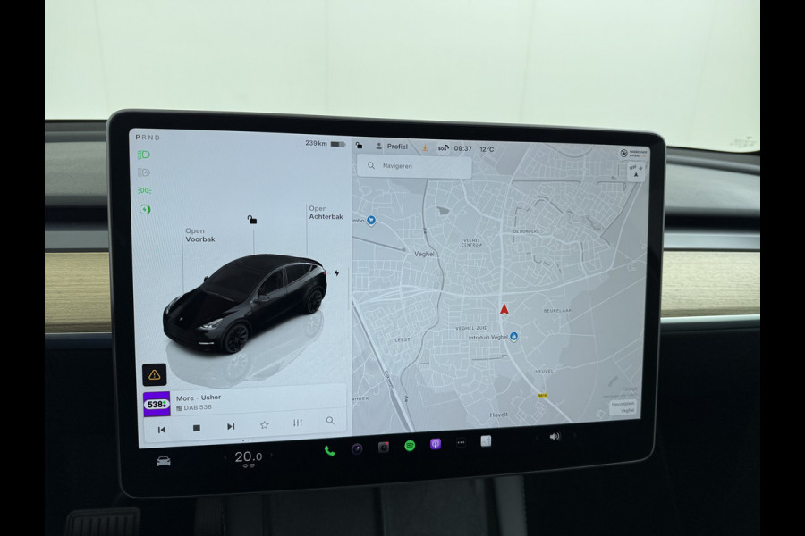 Tesla Model Y LFP-Accu SOH 97% Leder Lmv 20" Warmtepomp Camera's Panormadak Adap.Cruise Navi RWD Ecc Autopilot Stoel+Stuur+Achterbank Verwarming Elek.Achterklep Dodehoek detector Draadloze telefoonlader Origineel Nederlandse Auto