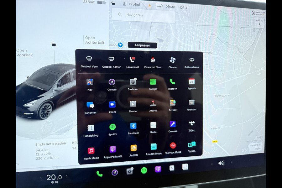 Tesla Model Y LFP-Accu SOH 97% Leder Lmv 20" Warmtepomp Camera's Panormadak Adap.Cruise Navi RWD Ecc Autopilot Stoel+Stuur+Achterbank Verwarming Elek.Achterklep Dodehoek detector Draadloze telefoonlader Origineel Nederlandse Auto