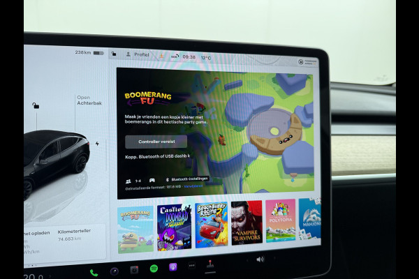 Tesla Model Y LFP-Accu SOH 97% Leder Lmv 20" Warmtepomp Camera's Panormadak Adap.Cruise Navi RWD Ecc Autopilot Stoel+Stuur+Achterbank Verwarming Elek.Achterklep Dodehoek detector Draadloze telefoonlader Origineel Nederlandse Auto