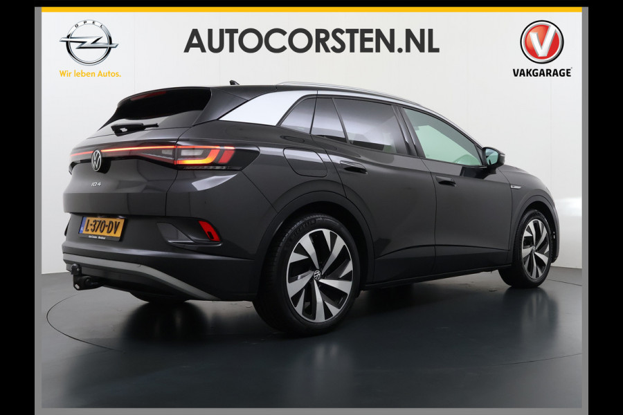Volkswagen ID.4 204pk 1st 77kWh Trekhaak Leer/Alcantara Adap.Cruise Camera Warmtepomp Apple Carplay Android Navi Ecc Pdc-a+v Lmv 20" Stoelverwarming Led Bordherkenning Voor-Klimatisering Semi-Autopilot  Elektrisch-Wegklapbare Trekhaak App-Connect  E-sound Front-Assist Origineel Nederlandse Auto SOH 86%