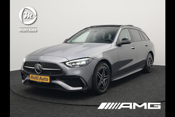 Mercedes-Benz C-Klasse Estate 300 e AMG Night Plug In Hybrid 320pk Dealer O.H. NIEUW MODEL PHEV | Panodak | Trekhaak af Fabriek | Alcantara Sportstoelen Verwarmd | Sfeerverlichting | Navigatie | Apple Carplay | Virtual | Camera | DAB |