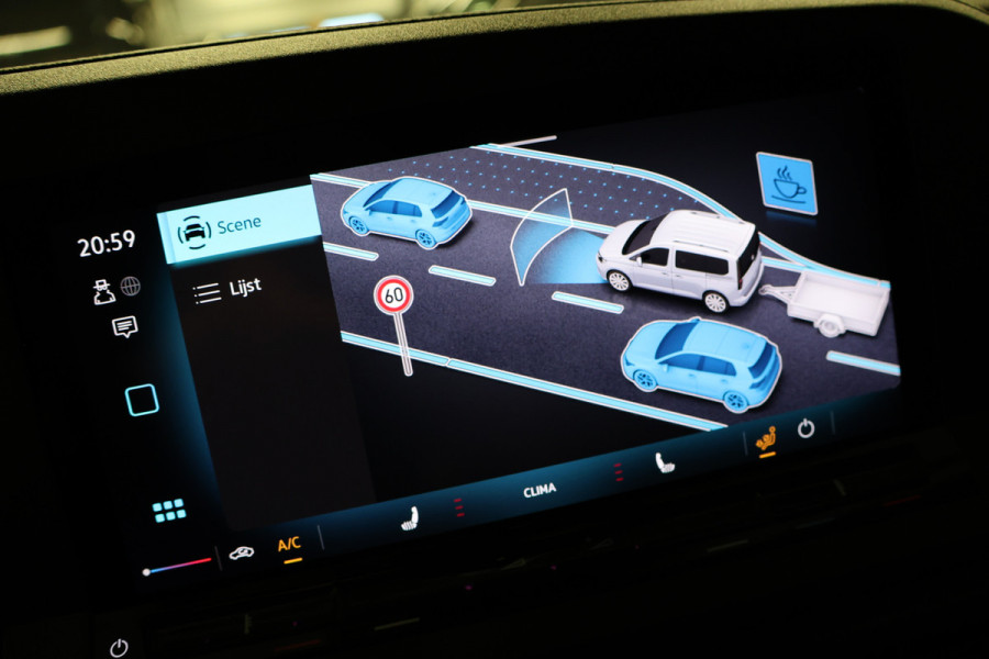 Volkswagen Caddy Cargo 2.0 TDI DSG R-Line | L+R Schuifdeur | ACC | Side Assist | Lane Assist | Virtual Cockpit | Camera | CarPlay | Stoelverwarming | LED Koplampen | Sidebars | Spoilerkit | DAB | Fabrieksgarantie | Facelift model | BPM Vrij