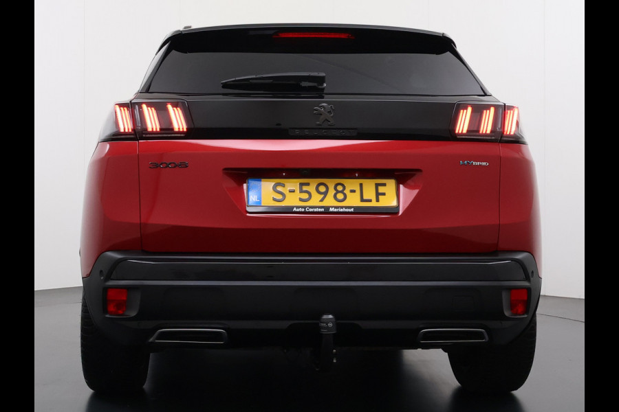 Peugeot 3008 1.6T 225pk AUT-8 GT Pack HYbrid Leer/Alcantara+Elektr.+Verwarmd Trekhaak Navi360°Camera Apple Carplay Android Ecc HiFi Premium FOCAL® Zwarte Hemel Lane Assist Dodehoekwaarschuwing 1e Eigenaar Origineel Nederlandse Auto Nieuwprijs €51.858,-
