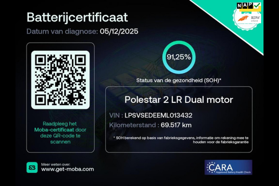 Polestar 2 Long Range Dual Motor Launch Edition 78kWh 91% SOH Panorama 1e EIG Rijklaarprijs!