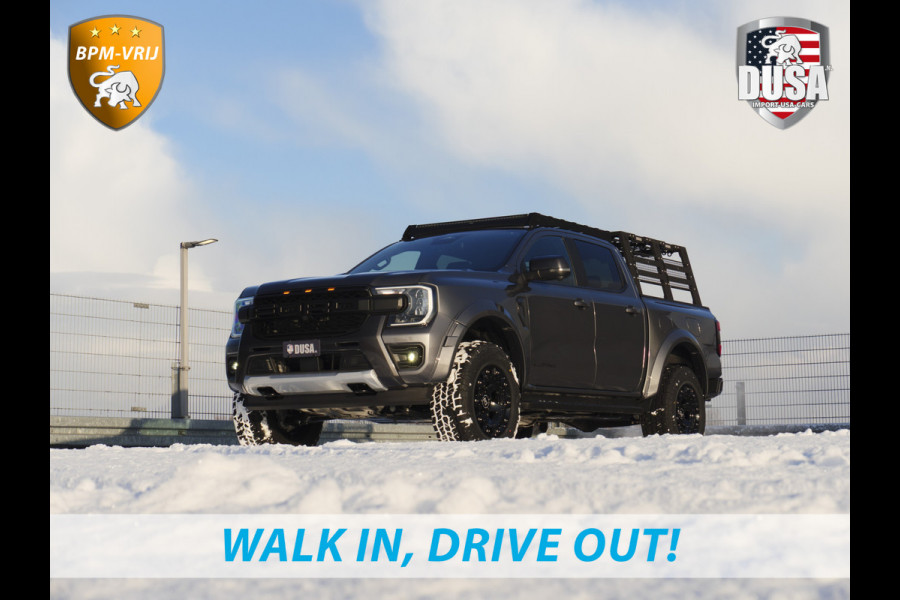 Ford Ranger 2.3 Double Cab Wildtrak PHEV | Plug-in Hybrid | High Peaks | Unieke uitvoering! | Lift kit | Bed Rack incl LED | Roof Rack incl Led | Fender Flares | Black Rhino Wheels | Ford Custom Grille