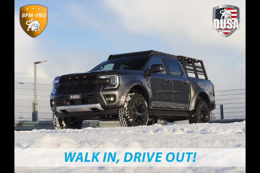 Ford Ranger 2.3 Double Cab Wildtrak PHEV | Plug-in Hybrid | High Peaks | Unieke uitvoering! | Lift kit | Bed Rack incl LED | Roof Rack incl Led | Fender Flares | Black Rhino Wheels | Ford Custom Grille