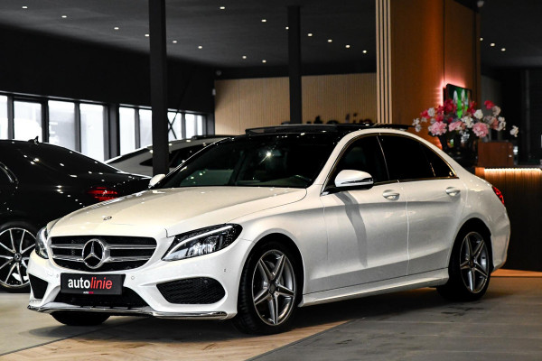 Mercedes-Benz C-Klasse 180 AMG-Line. Pano, Burmester, Camera, Sfeer, 9-Traps, Diamond White Pearl!