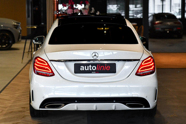 Mercedes-Benz C-Klasse 180 AMG-Line. Pano, Burmester, Camera, Sfeer, 9-Traps, Diamond White Pearl!
