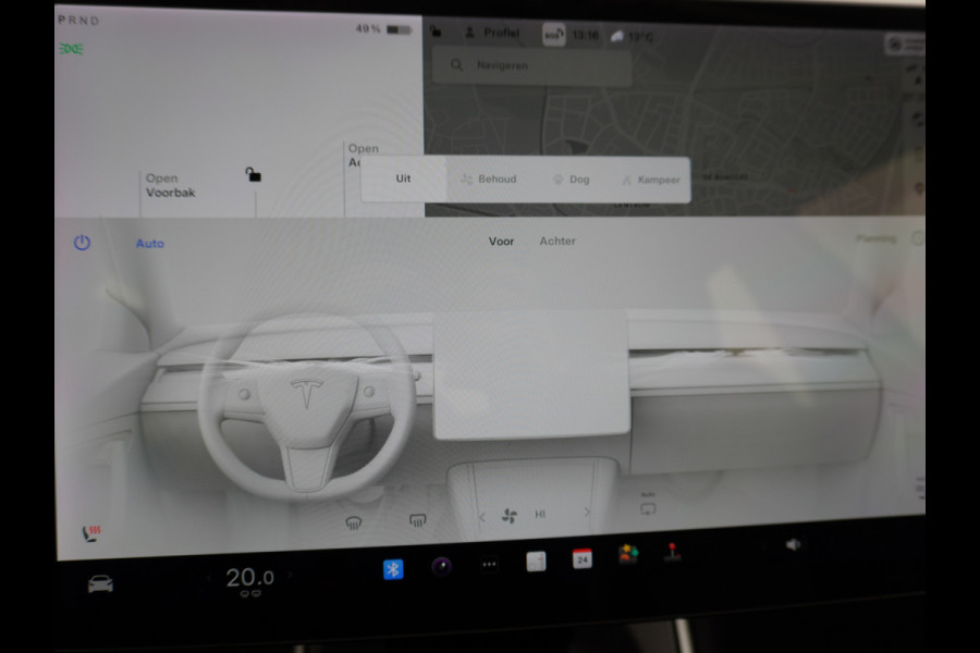 Tesla Model 3 SR+ 60kWh 326PK Trekhaak AutoPilot Premium-Luidsprekers Leer PanoramaDak Adaptive Cruise Lmv 18" Camera's Elektr.-Stuur+Stoelen+ SOH 85% Ecc Navi Led DAB Voorverwarmen interieur via App Keyless One-Pedal-Drive Origineel Nederlandse Auto 1.584KG Trekgewicht 1.000kg.