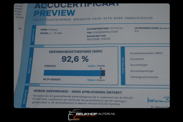 Polestar 2 Long Range Dual Motor Launch Edition 78kWh Soh92%