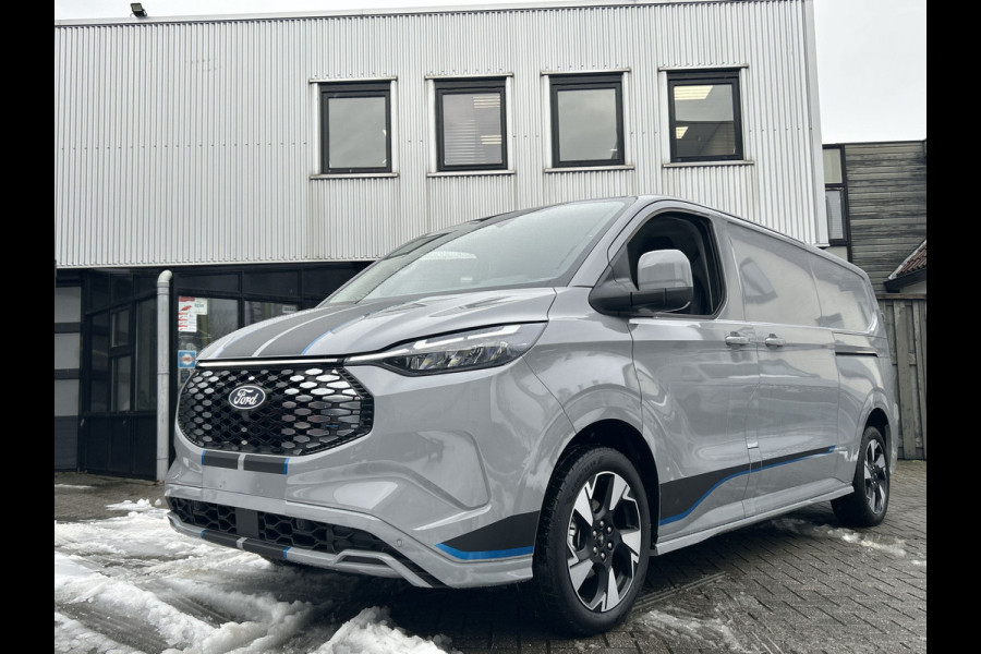 Ford E-Transit Custom 340 L2H1 Sport 71 kWh 2x schuifdeur, LMV 19'', navigatie, laadvloer, trekhaak, camera Snel leverbaar