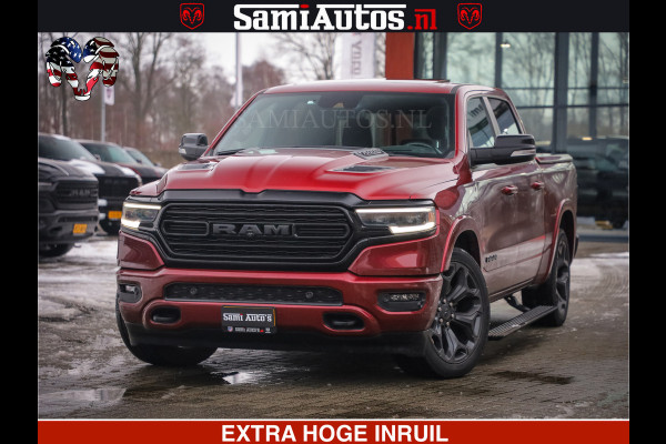 Dodge Ram 1500 LIMITED SPORT 5.7 V8 HEMI 402 PK | MEEST VOLLE EN LUXE UITVOERING | PRACHTIGE DELMONICO RED PEARL | CREW CAB 5 PERSOONS | DUBBELE CABINE DC | MEEST ROYALE EN COMFORTABELE BEDRIJFSAUTO | HEAD-UP | LUCHTVERING | RONDOM CAMERA | MWK KLEP | PANORAMA DAK |