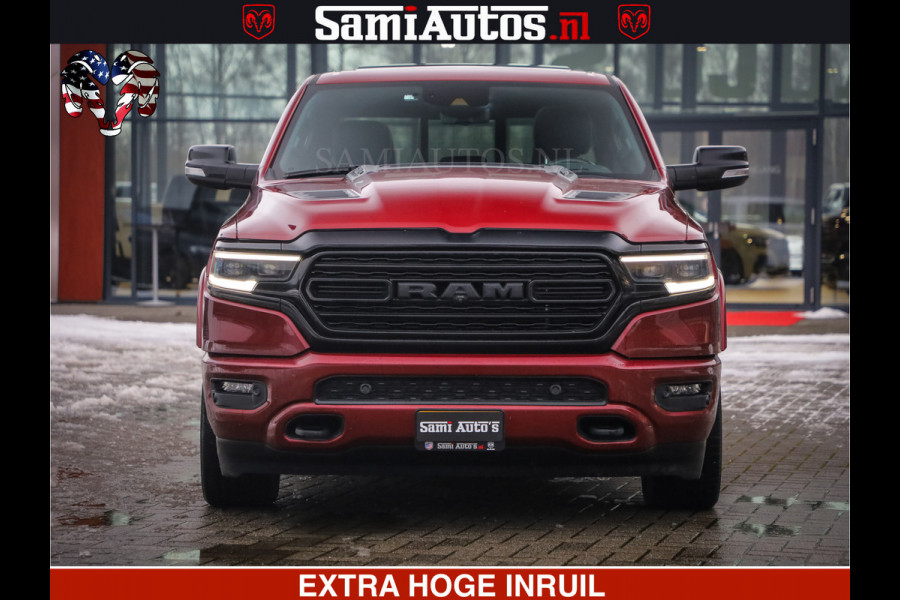 Dodge Ram 1500 LIMITED SPORT 5.7 V8 HEMI 402 PK | MEEST VOLLE EN LUXE UITVOERING | PRACHTIGE DELMONICO RED PEARL | CREW CAB 5 PERSOONS | DUBBELE CABINE DC | MEEST ROYALE EN COMFORTABELE BEDRIJFSAUTO | HEAD-UP | LUCHTVERING | RONDOM CAMERA | MWK KLEP | PANORAMA DAK |