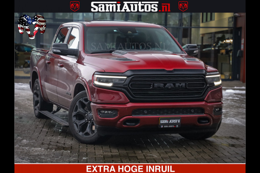 Dodge Ram 1500 LIMITED SPORT 5.7 V8 HEMI 402 PK | MEEST VOLLE EN LUXE UITVOERING | PRACHTIGE DELMONICO RED PEARL | CREW CAB 5 PERSOONS | DUBBELE CABINE DC | MEEST ROYALE EN COMFORTABELE BEDRIJFSAUTO | HEAD-UP | LUCHTVERING | RONDOM CAMERA | MWK KLEP | PANORAMA DAK |