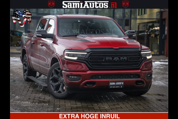 Dodge Ram 1500 LIMITED SPORT 5.7 V8 HEMI 402 PK | MEEST VOLLE EN LUXE UITVOERING | PRACHTIGE DELMONICO RED PEARL | CREW CAB 5 PERSOONS | DUBBELE CABINE DC | MEEST ROYALE EN COMFORTABELE BEDRIJFSAUTO | HEAD-UP | LUCHTVERING | RONDOM CAMERA | MWK KLEP | PANORAMA DAK |