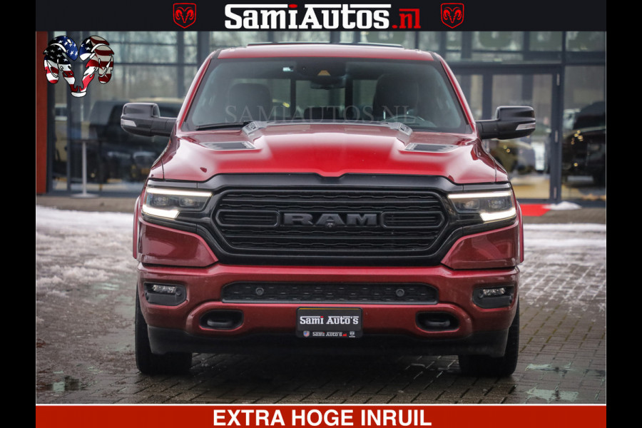 Dodge Ram 1500 LIMITED SPORT 5.7 V8 HEMI 402 PK | MEEST VOLLE EN LUXE UITVOERING | PRACHTIGE DELMONICO RED PEARL | CREW CAB 5 PERSOONS | DUBBELE CABINE DC | MEEST ROYALE EN COMFORTABELE BEDRIJFSAUTO | HEAD-UP | LUCHTVERING | RONDOM CAMERA | MWK KLEP | PANORAMA DAK |