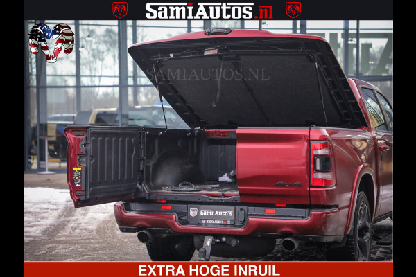 Dodge Ram 1500 LIMITED SPORT 5.7 V8 HEMI 402 PK | MEEST VOLLE EN LUXE UITVOERING | PRACHTIGE DELMONICO RED PEARL | CREW CAB 5 PERSOONS | DUBBELE CABINE DC | MEEST ROYALE EN COMFORTABELE BEDRIJFSAUTO | HEAD-UP | LUCHTVERING | RONDOM CAMERA | MWK KLEP | PANORAMA DAK |