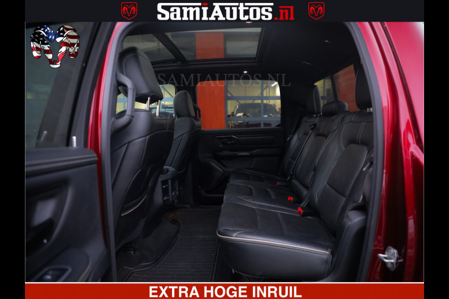 Dodge Ram 1500 LIMITED SPORT 5.7 V8 HEMI 402 PK | MEEST VOLLE EN LUXE UITVOERING | PRACHTIGE DELMONICO RED PEARL | CREW CAB 5 PERSOONS | DUBBELE CABINE DC | MEEST ROYALE EN COMFORTABELE BEDRIJFSAUTO | HEAD-UP | LUCHTVERING | RONDOM CAMERA | MWK KLEP | PANORAMA DAK |