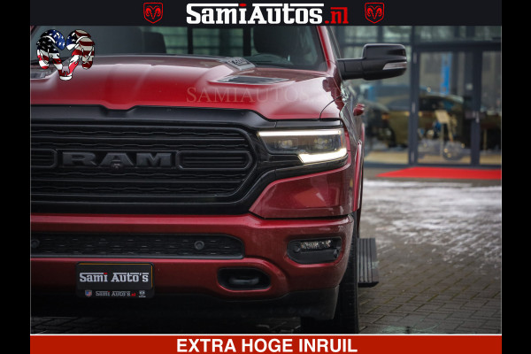Dodge Ram 1500 LIMITED SPORT 5.7 V8 HEMI 402 PK | MEEST VOLLE EN LUXE UITVOERING | PRACHTIGE DELMONICO RED PEARL | CREW CAB 5 PERSOONS | DUBBELE CABINE DC | MEEST ROYALE EN COMFORTABELE BEDRIJFSAUTO | HEAD-UP | LUCHTVERING | RONDOM CAMERA | MWK KLEP | PANORAMA DAK |