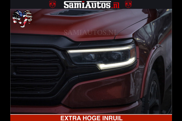 Dodge Ram 1500 LIMITED SPORT 5.7 V8 HEMI 402 PK | MEEST VOLLE EN LUXE UITVOERING | PRACHTIGE DELMONICO RED PEARL | CREW CAB 5 PERSOONS | DUBBELE CABINE DC | MEEST ROYALE EN COMFORTABELE BEDRIJFSAUTO | HEAD-UP | LUCHTVERING | RONDOM CAMERA | MWK KLEP | PANORAMA DAK |