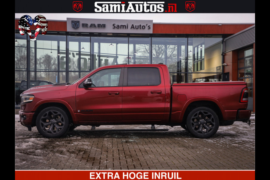 Dodge Ram 1500 LIMITED SPORT 5.7 V8 HEMI 402 PK | MEEST VOLLE EN LUXE UITVOERING | PRACHTIGE DELMONICO RED PEARL | CREW CAB 5 PERSOONS | DUBBELE CABINE DC | MEEST ROYALE EN COMFORTABELE BEDRIJFSAUTO | HEAD-UP | LUCHTVERING | RONDOM CAMERA | MWK KLEP | PANORAMA DAK |
