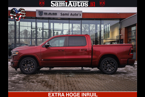 Dodge Ram 1500 LIMITED SPORT 5.7 V8 HEMI 402 PK | MEEST VOLLE EN LUXE UITVOERING | PRACHTIGE DELMONICO RED PEARL | CREW CAB 5 PERSOONS | DUBBELE CABINE DC | MEEST ROYALE EN COMFORTABELE BEDRIJFSAUTO | HEAD-UP | LUCHTVERING | RONDOM CAMERA | MWK KLEP | PANORAMA DAK |