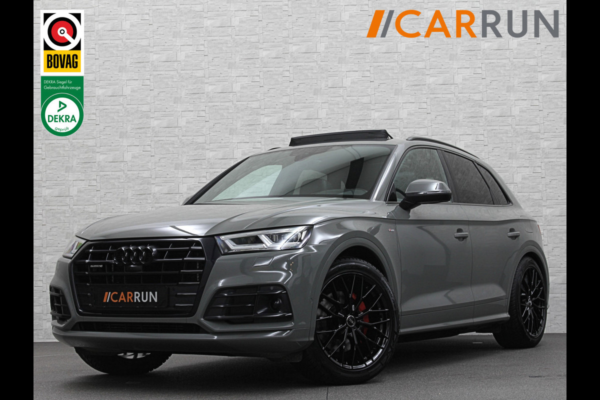 Audi Q5 55 367pk S Competition | Luchtvering | ACC | 360 Camera | B&O | Headup | Lane & Side Assist | RS Ruitpatroon leder | Panoramadak | Afnb. Trekhaak | Autom. Parkeerfunctie | Sportstoelen | Bovag garantie! | Quantum Grau | 12-2019.