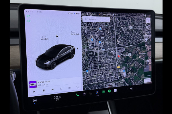 Tesla Model 3 RWD Plus 325PK Lmv 18" AutoPilot Leder Panoramadak Adaptive-Cruise Camera's Elektr.-Stuur+Stoelen+Spiegels+Geheugen+Easy-Entry+V Navi LED ACC DAB Voorverwarmen interieur via App Keyless One-Pedal-Drive Origineel Nederlandse Auto