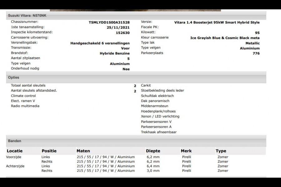 Suzuki Vitara 1.4 130PK Smart Hybrid / Panoramadak / Trekhaak / 1/2 Leder / Airco-ecc. / Pdc.V+A / Radio multimedia /