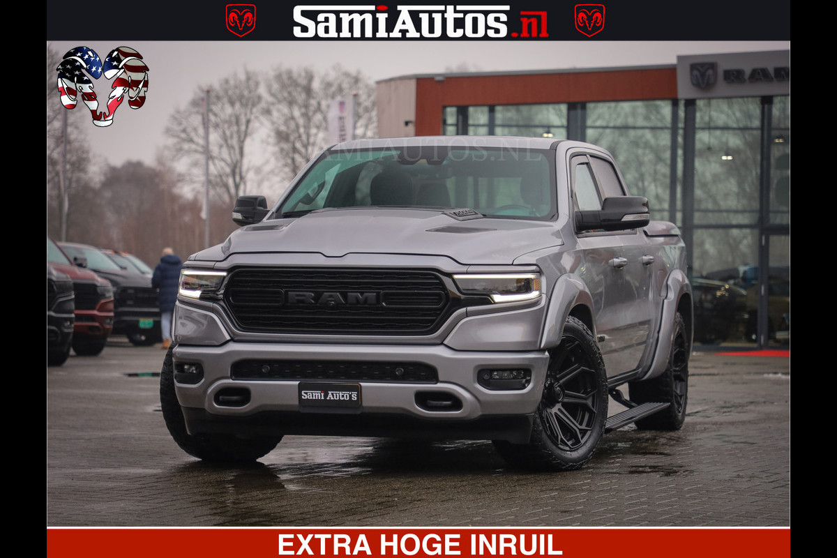 Dodge Ram HULK PACK | LIMITED SPORT | 5.7 V8 HEMI | FEUL WHEELS MAT BLACK | BOM VOL | CREW CAB 5 PERSOONS | DUBBELE CABINE DC | GRIJS KENTEKEN | SFEERVERLICHTING | HUD | LICHTVERING | PANODAK | FULL LED |